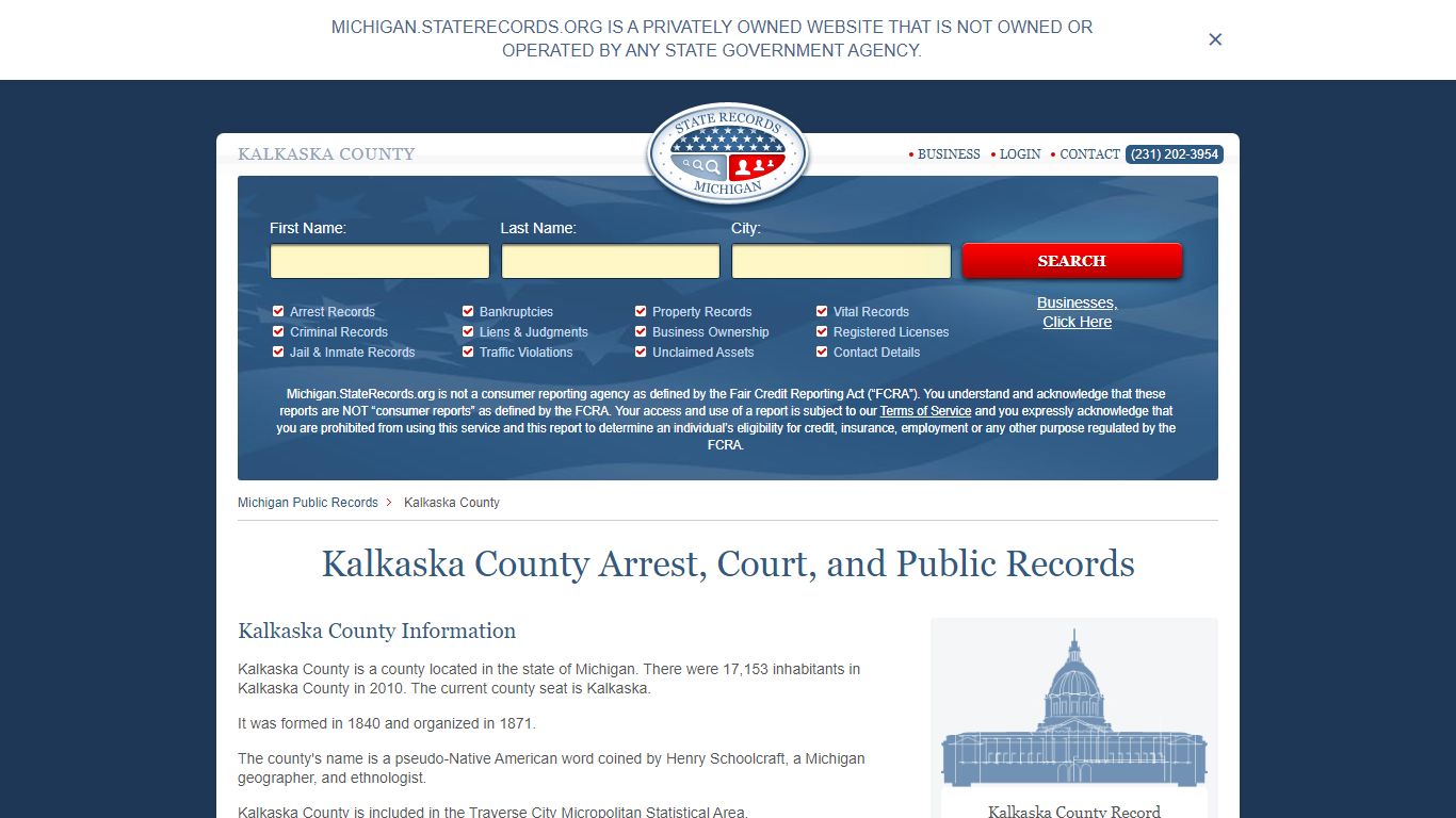 Kalkaska County Arrest, Court, and Public Records
