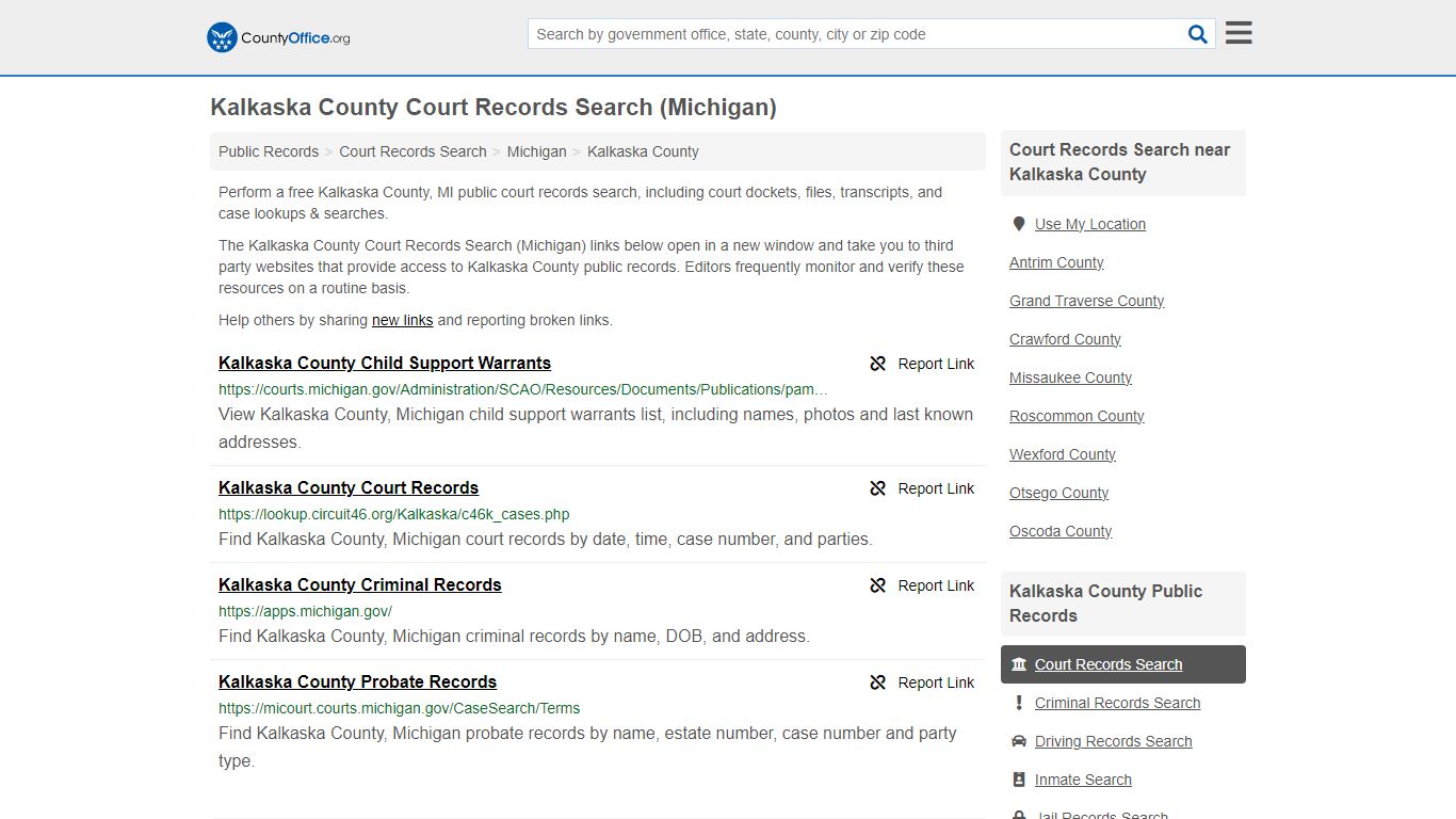 Kalkaska County Court Records Search (Michigan) - County Office