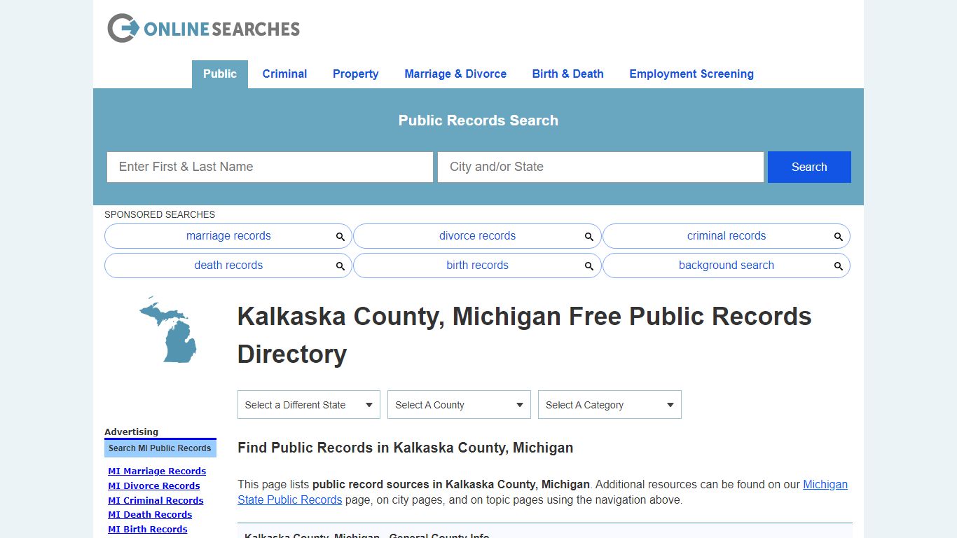 Kalkaska County, Michigan Public Records Directory